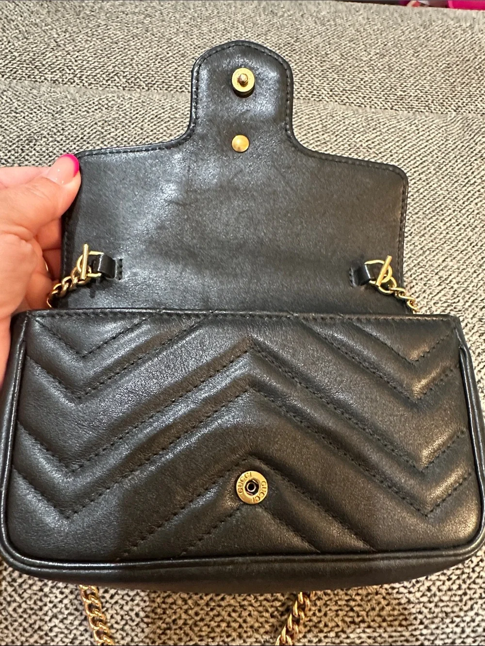 Gucci Black Quilted Leather Crossbody with Gold GG